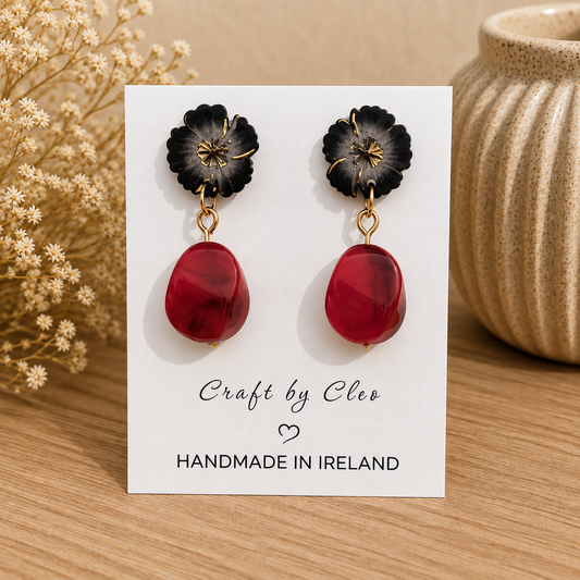 Marbled Floral Drop Earrings
