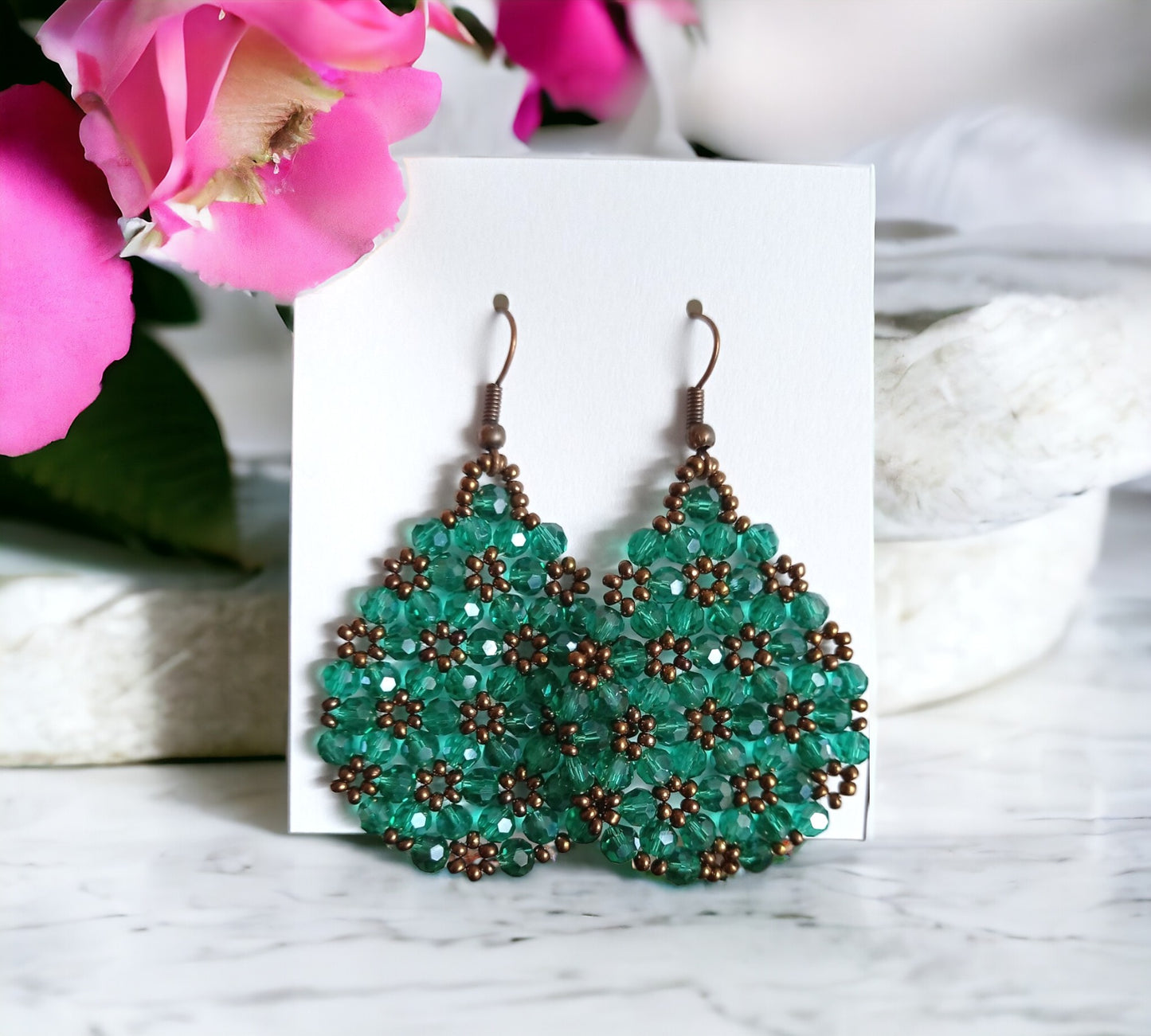 Shimmering Crystal Elegant Beaded Earrings