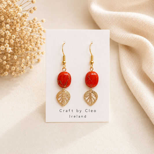 Gilded Leaf Drop Earrings