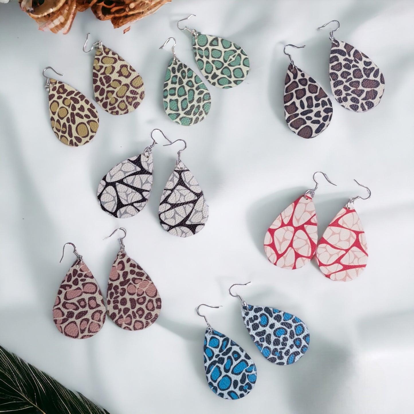 Animal Print Faux Leather Earrings.