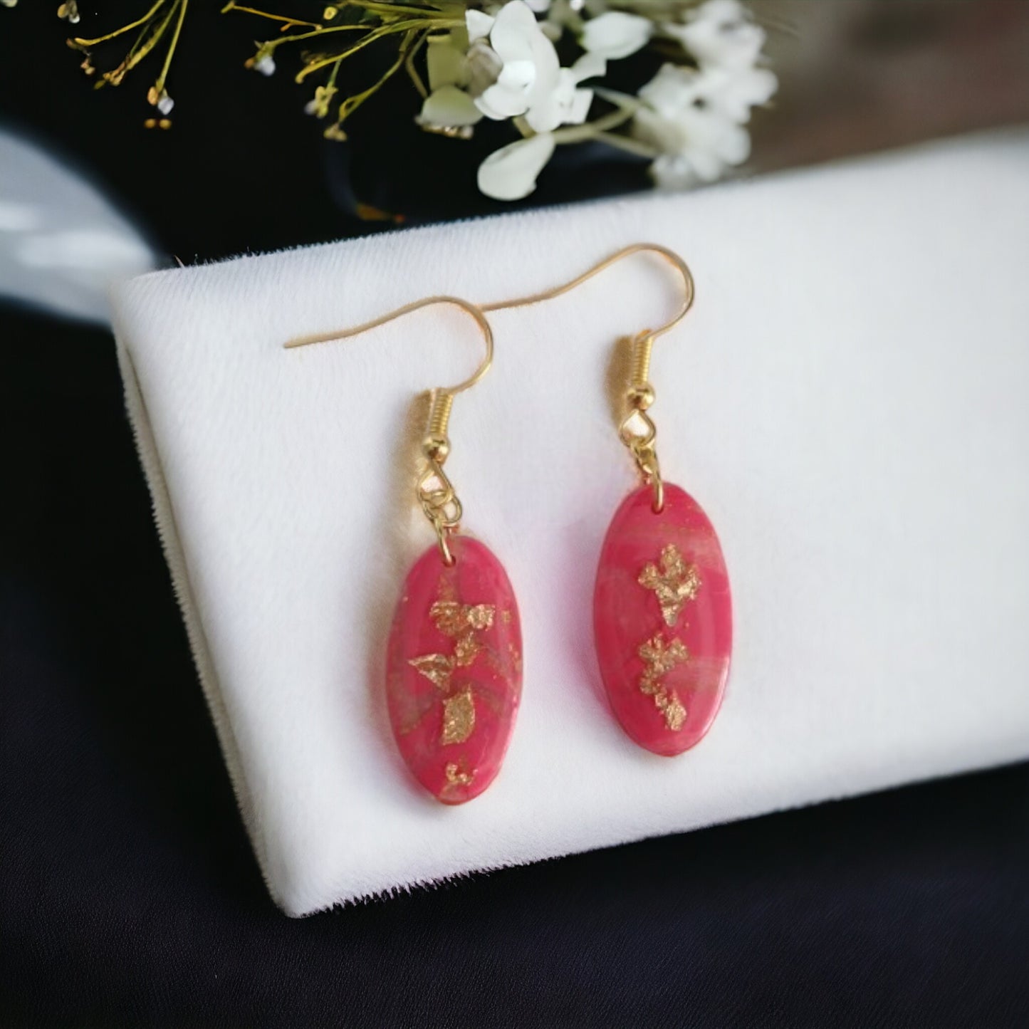 Peachy Blush with polymer clay earrings.