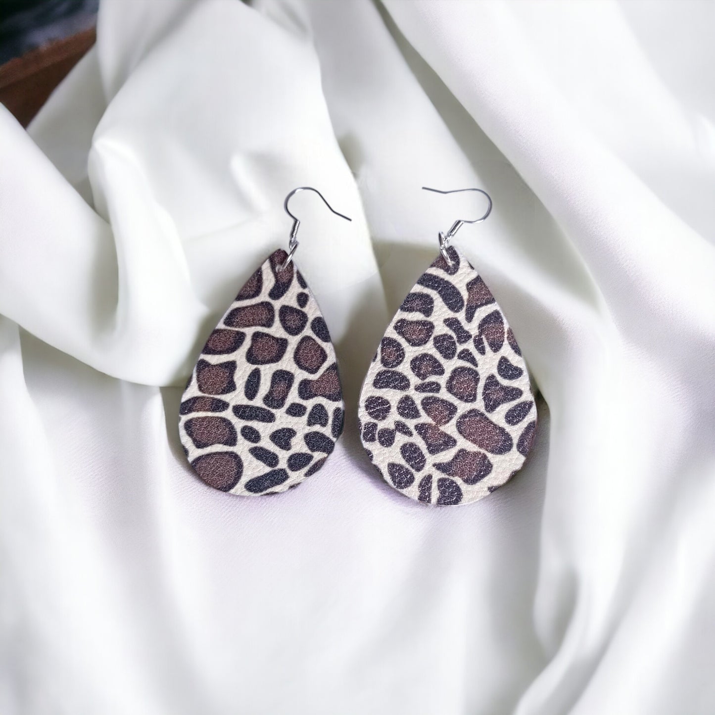 Animal Print Faux Leather Earrings.