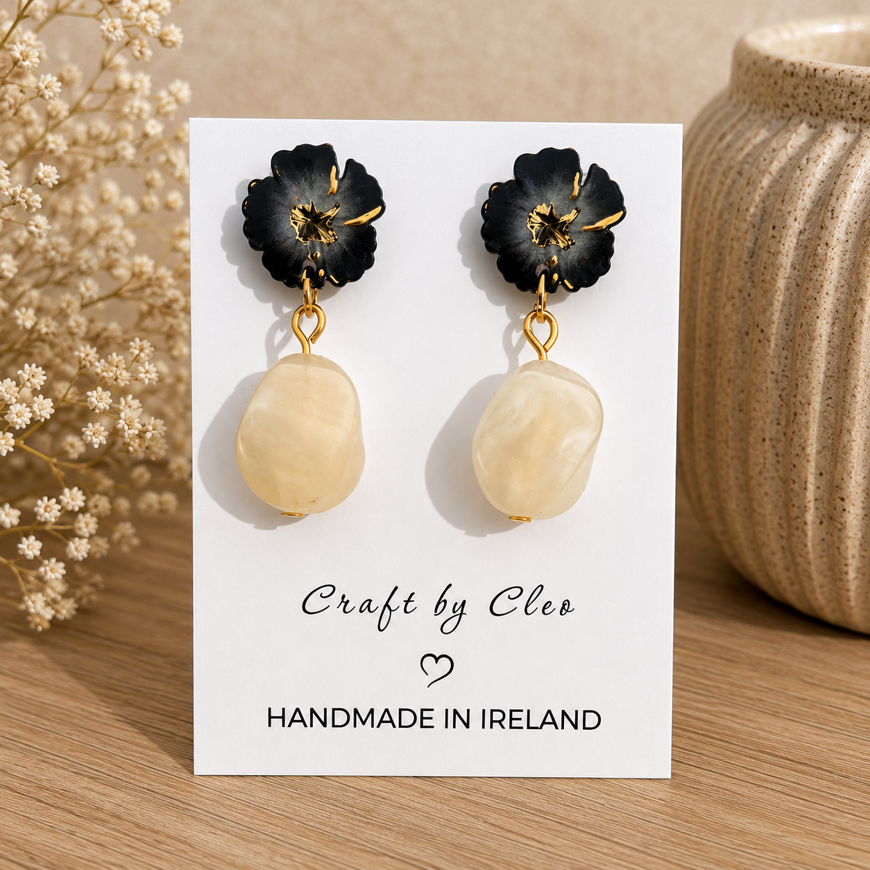 Marbled Floral Drop Earrings