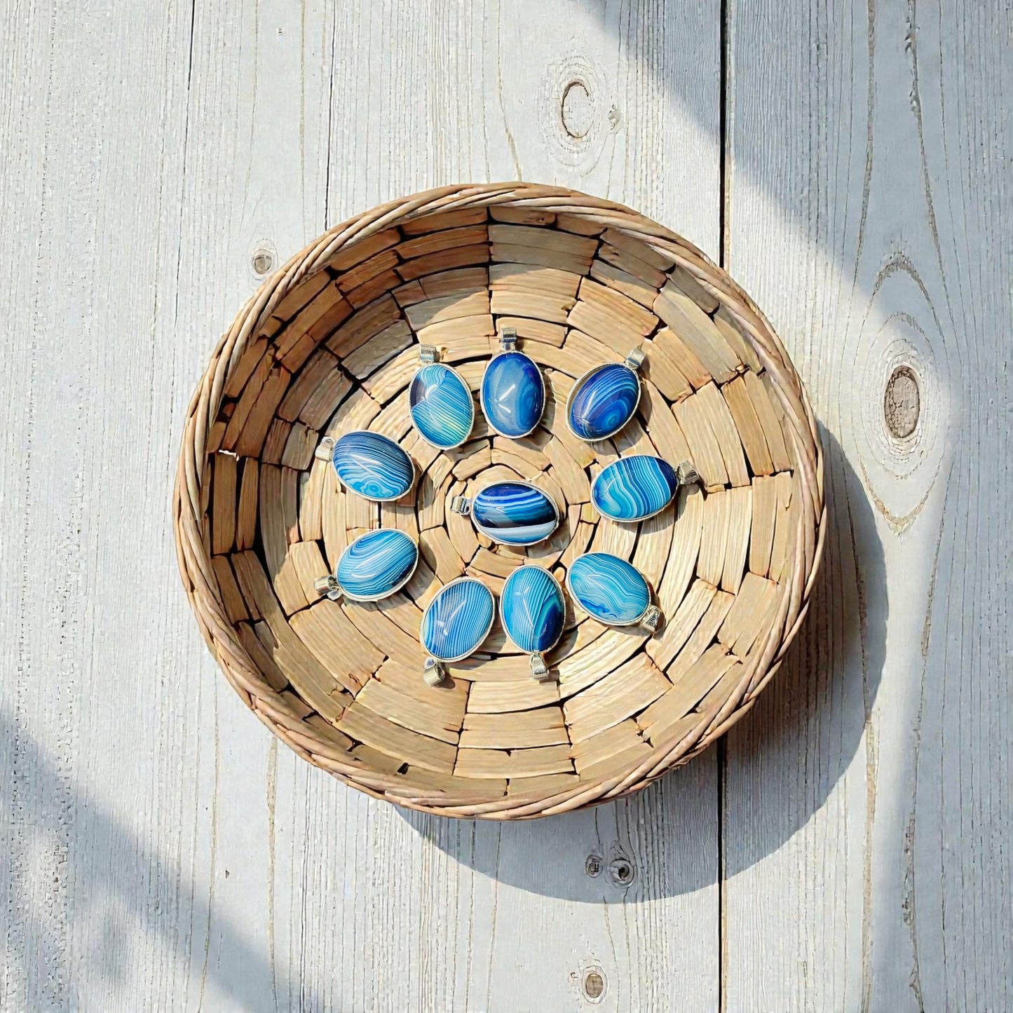 Stripe Agate Stainless Steel Necklace