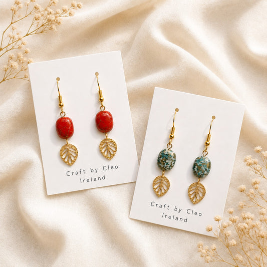 Gilded Leaf Drop Earrings