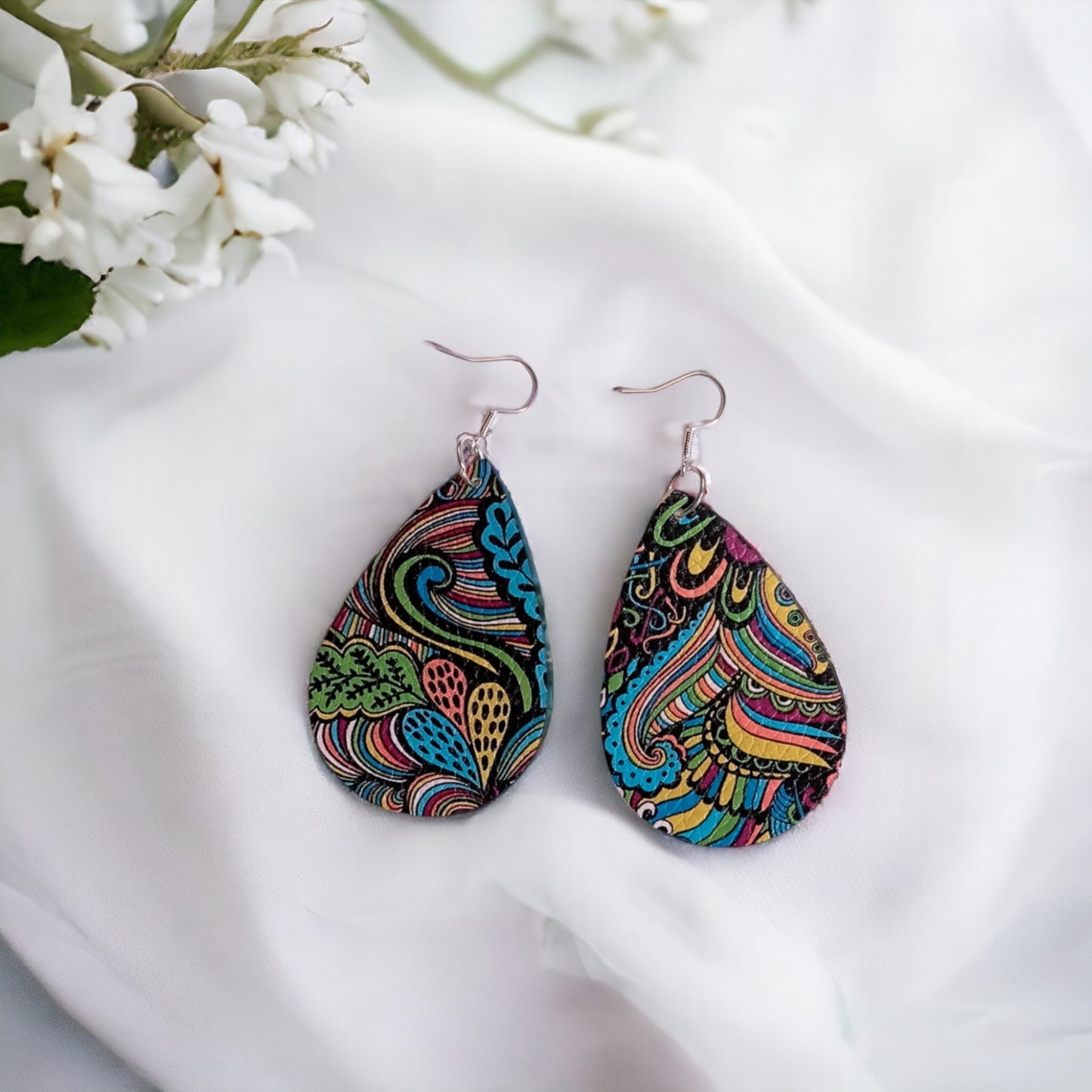 Summer Splash Delight Faux Leather Earrings.