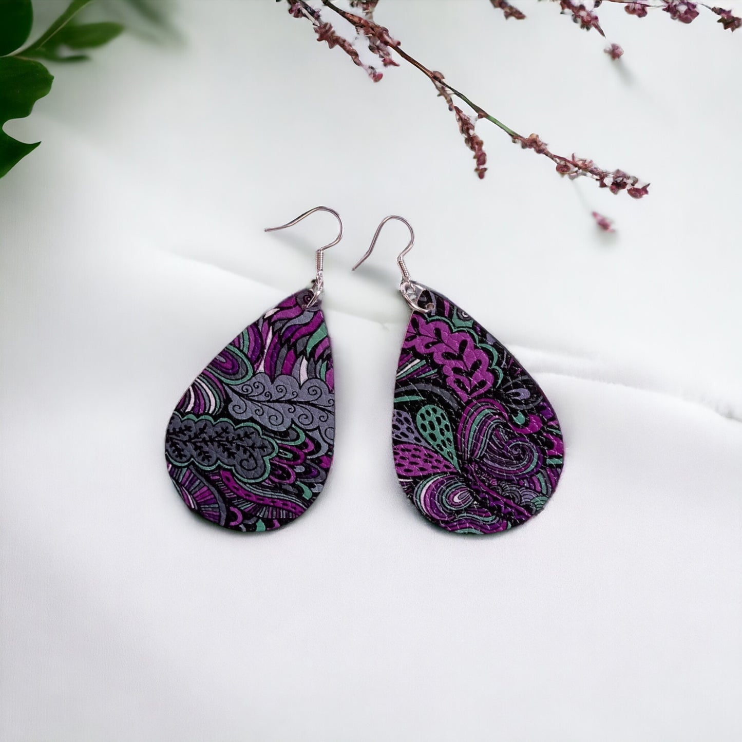 Summer Splash Delight Faux Leather Earrings.