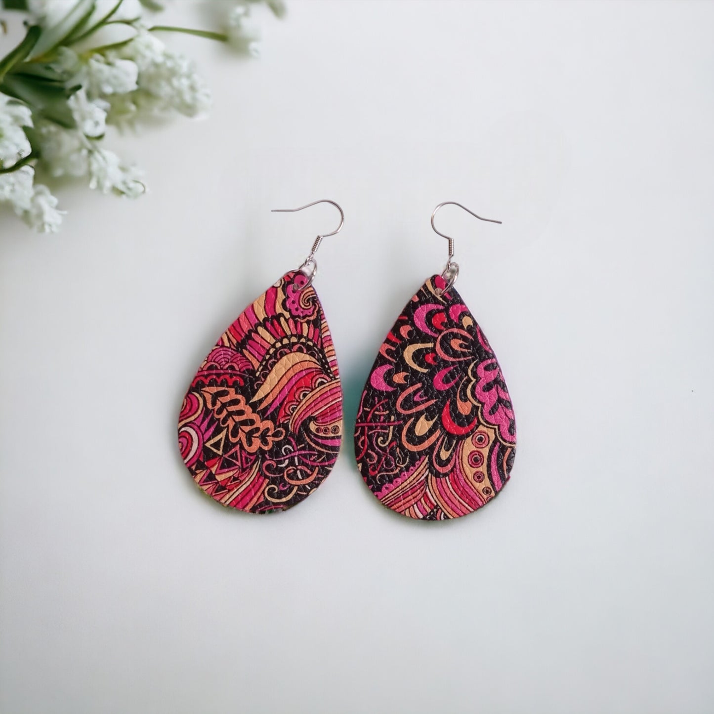 Summer Splash Delight Faux Leather Earrings.