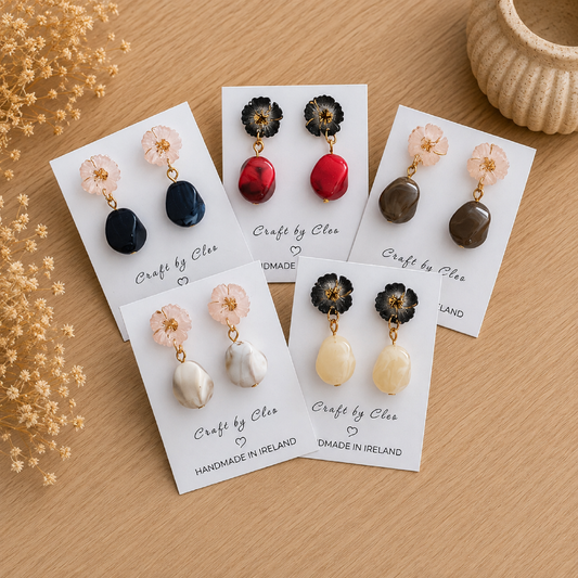 Marbled Floral Drop Earrings
