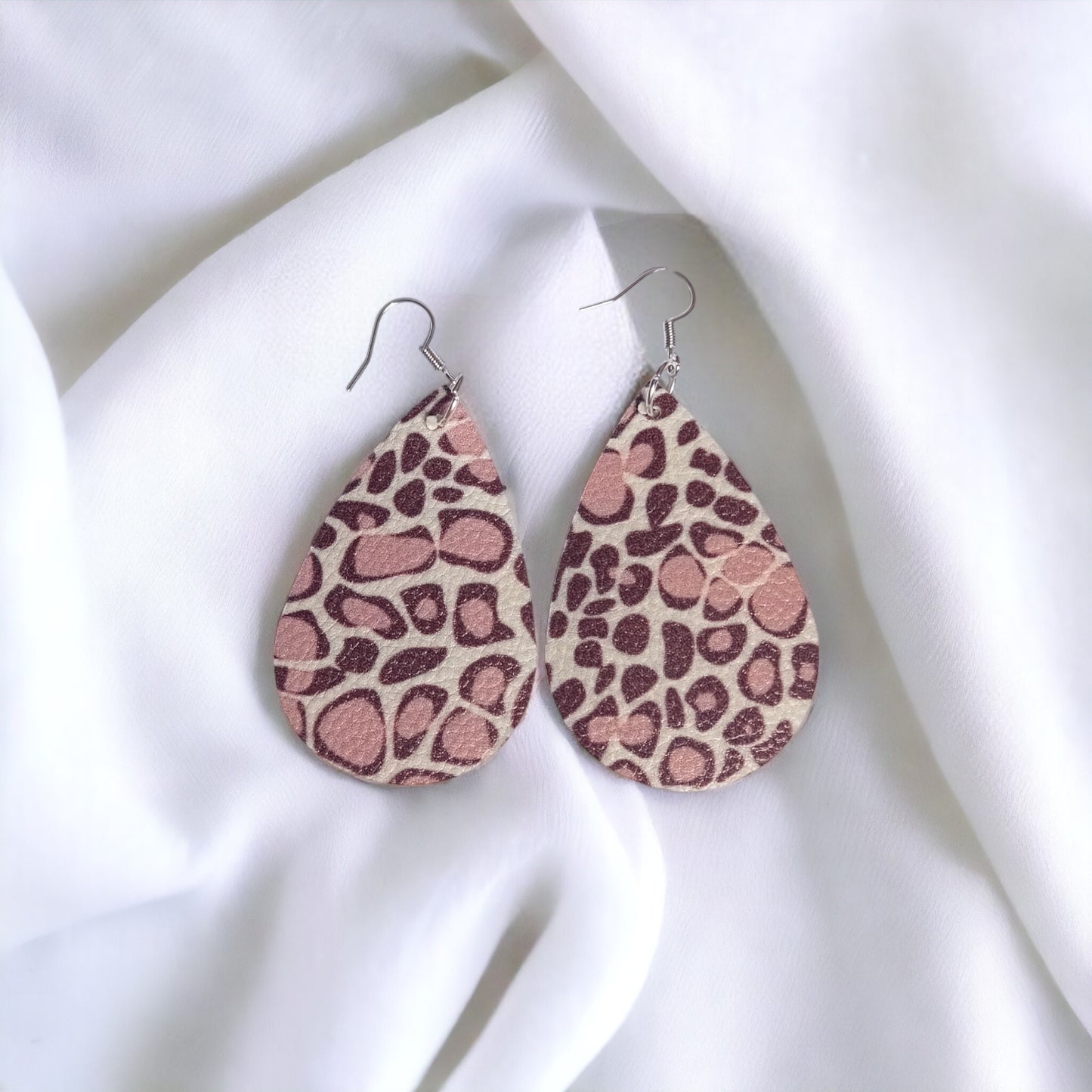 Animal Print Faux Leather Earrings.