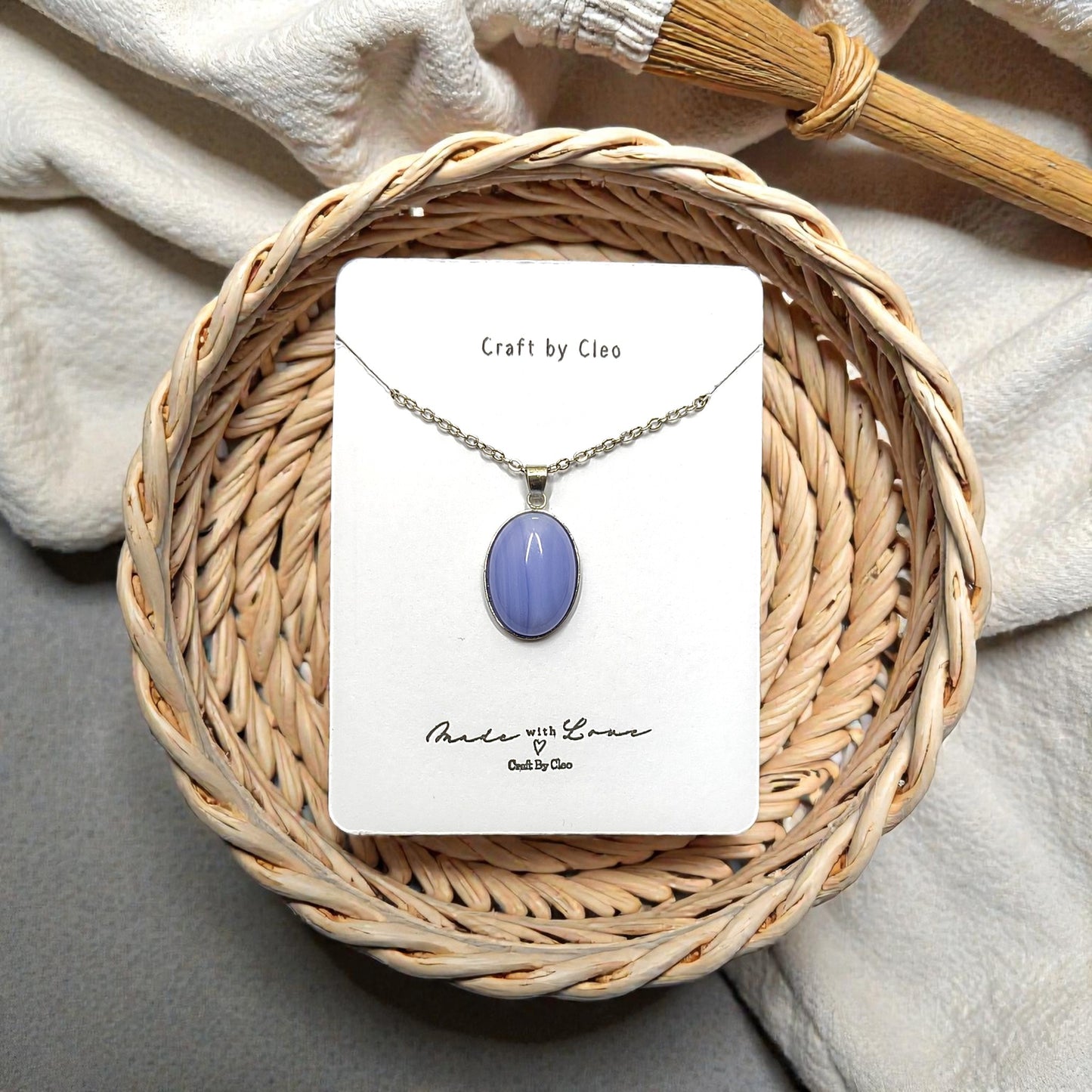 Stripe Agate Stainless Steel Necklace