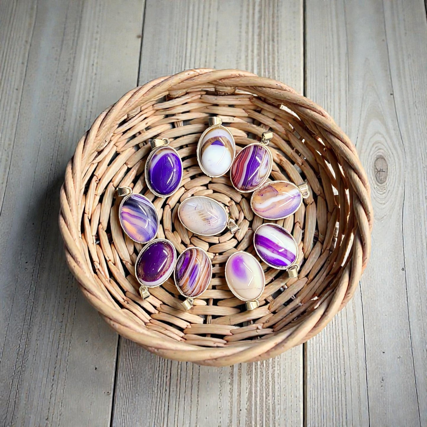 Stripe Agate Stainless Steel Necklace