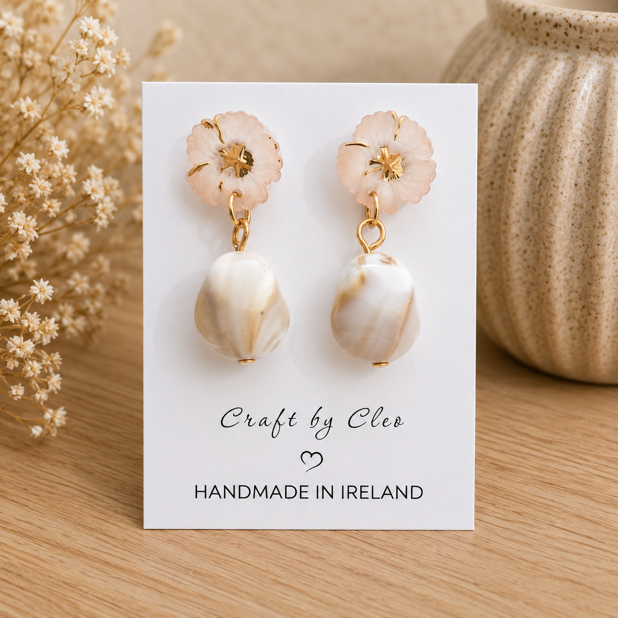 Marbled Floral Drop Earrings