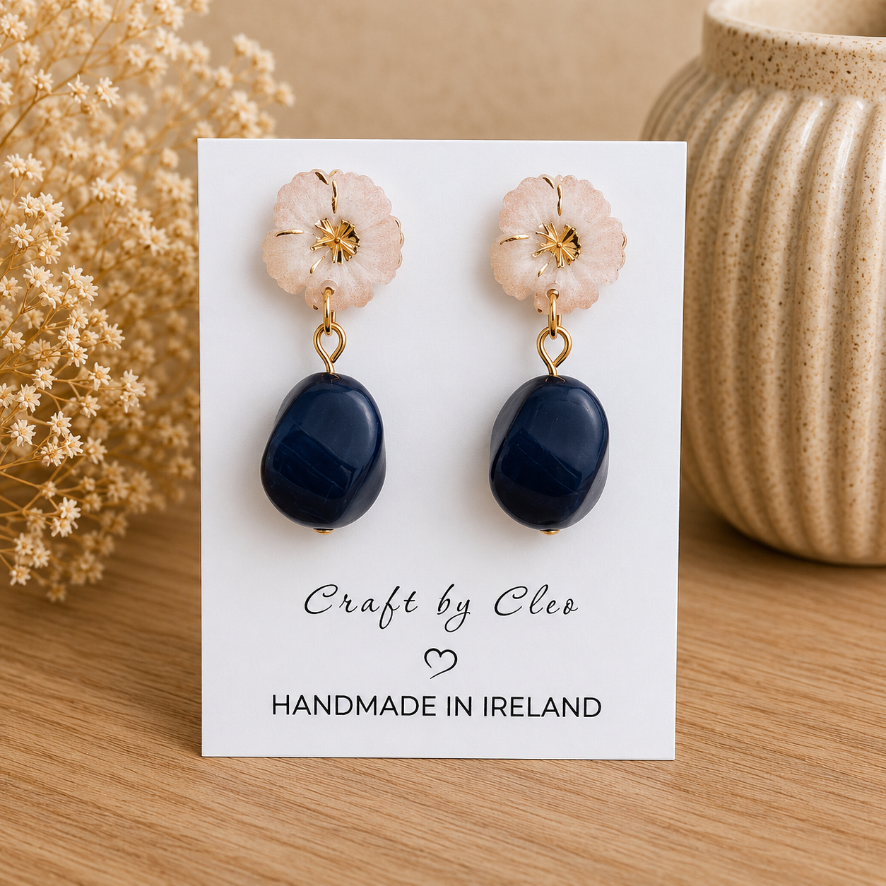 Marbled Floral Drop Earrings